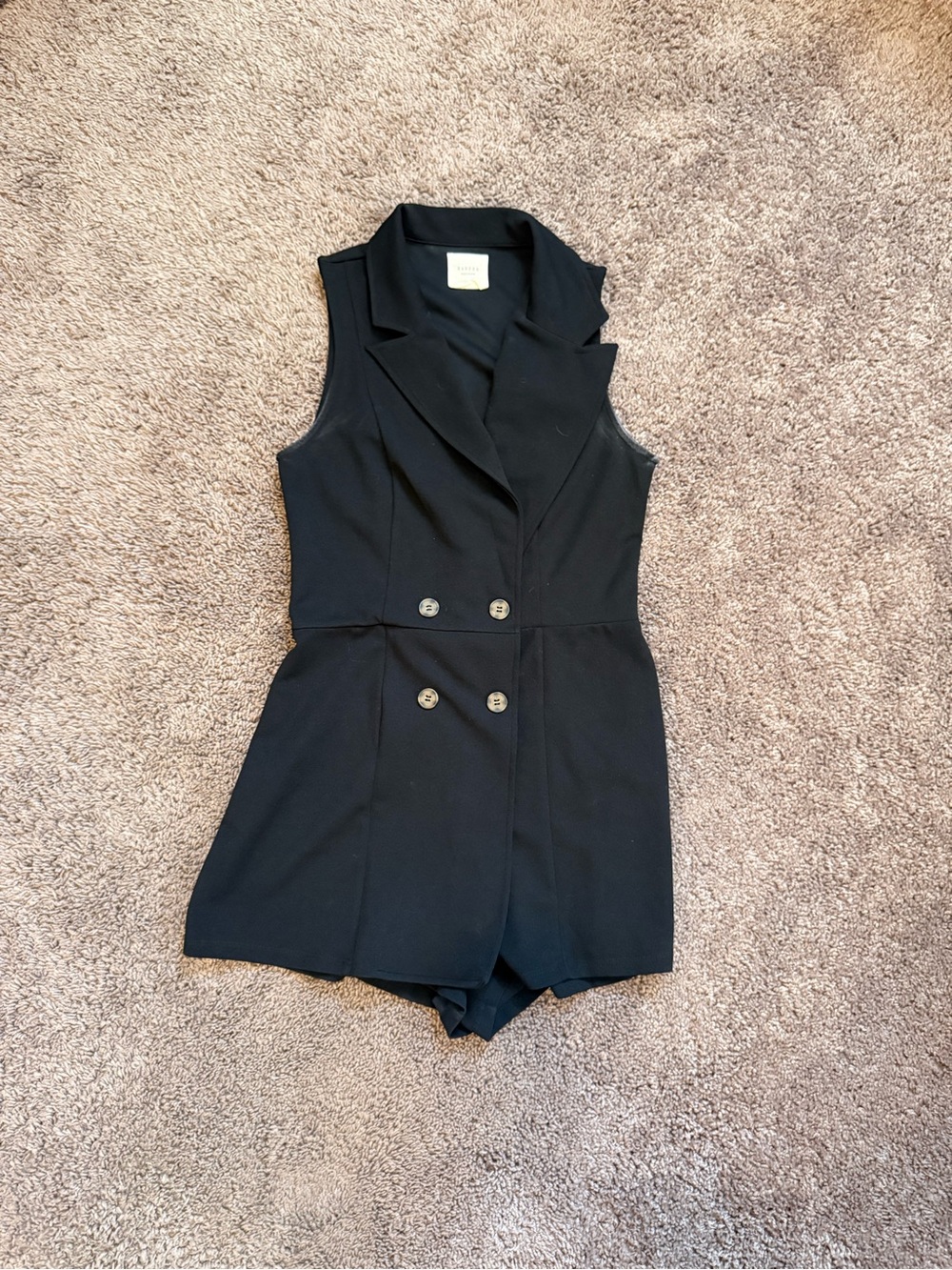 Harper Sleeveless Button Black One-Piece Romper